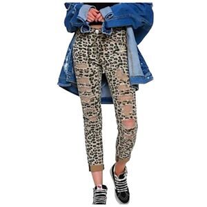 Almost Famous Animal Print Mid Rise Roll Up Jeans 0 NEW TAGS